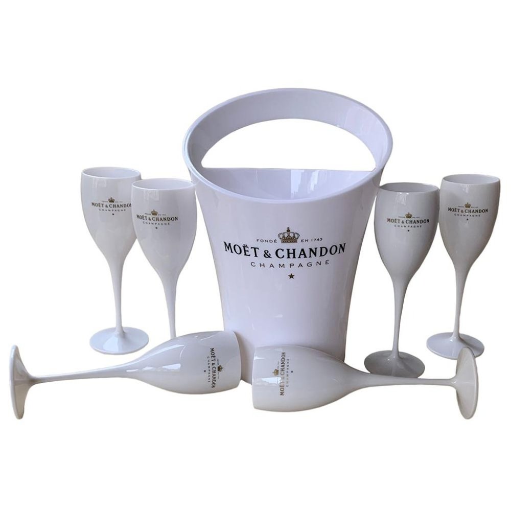 Moet Chandon Champagne Ice Bucket and Flutes x 6
